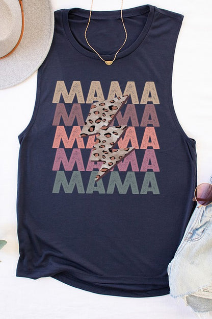 Mama Leopard Bolt Stack Muscle Tank