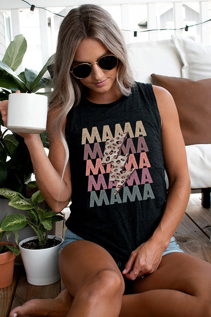 Mama Leopard Bolt Stack Muscle Tank