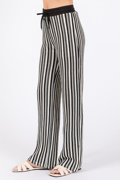 See-Through Stripe Knit Pants