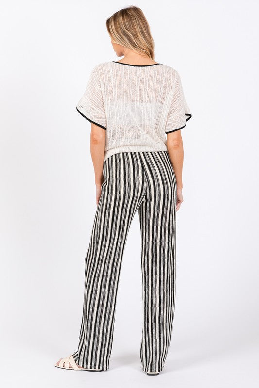 See-Through Stripe Knit Pants