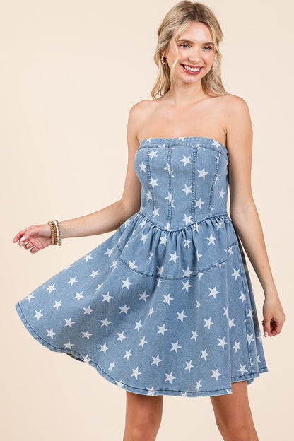 Star Denim Mini Dress