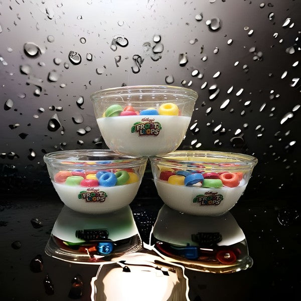 Froot loops scented soy wax candle in bowl