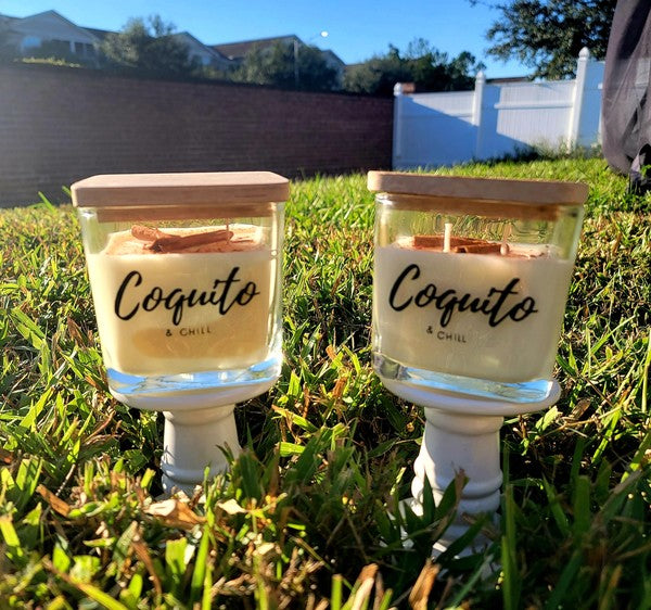 Coquito theme scented soy wax candle