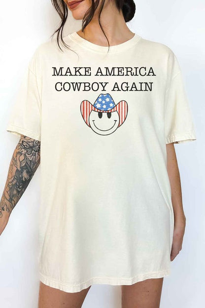 MAKE AMERICA COWBOY AGAIN OVERSIZED GRAPHIC TEE