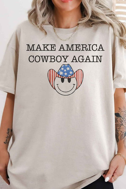 MAKE AMERICA COWBOY AGAIN OVERSIZED GRAPHIC TEE