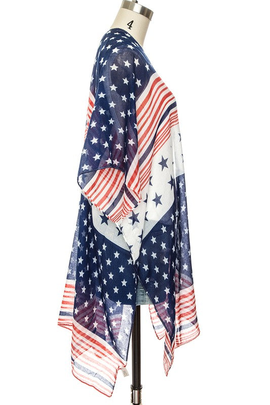 Americana Star Printed Kimono Cardigan