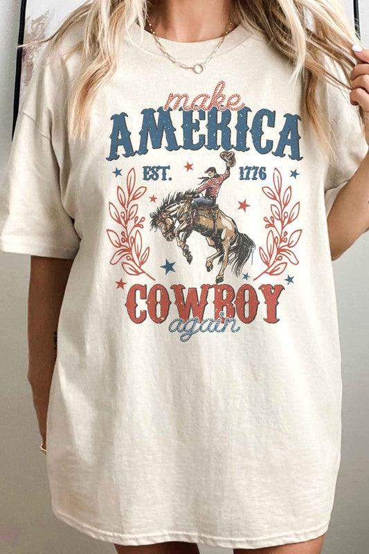 MAKE AMERICA COWBOY AGAIN OVERSIZED GRAPHIC TEE