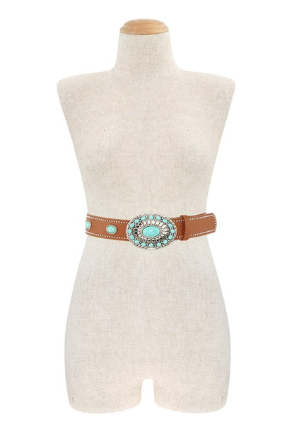 Oval Bohemia Turquoise Buckle Belt