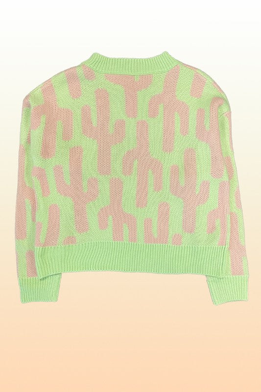 Cropped cactus knit sweater