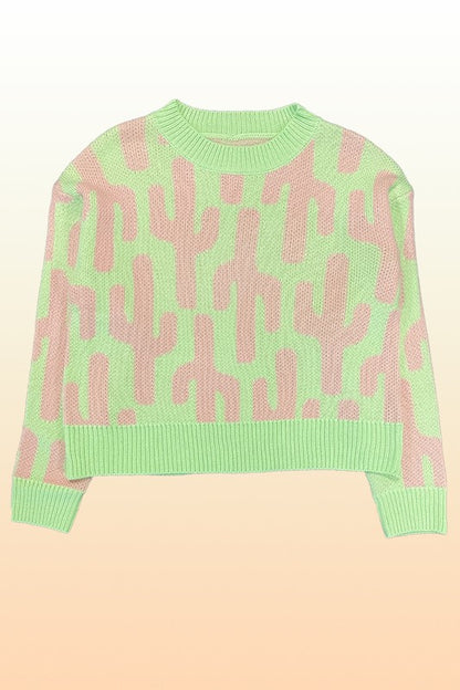 Cropped cactus knit sweater