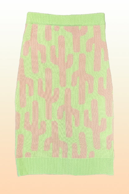 All over cactus knit midi skirt