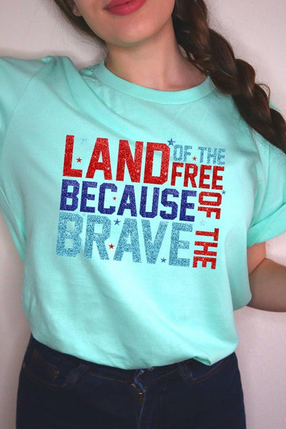 Faux Glitter Land of the Free Graphic T Shirts