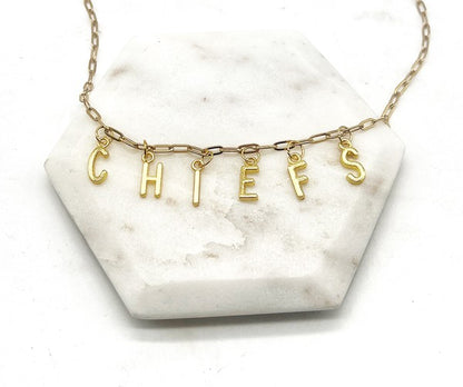 Gold KC Chiefs Charm Necklace Kansas City