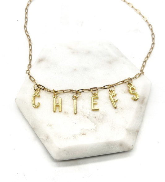 Gold KC Chiefs Charm Necklace Kansas City