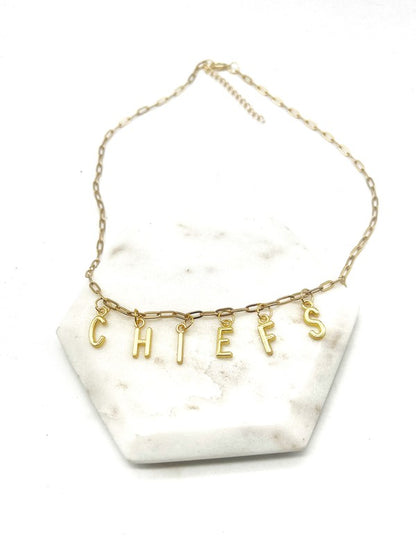 Gold KC Chiefs Charm Necklace Kansas City