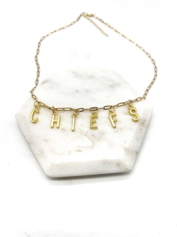 Gold KC Chiefs Charm Necklace Kansas City