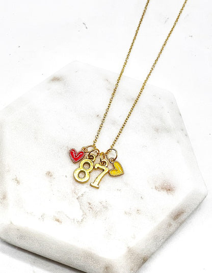 Gold 87 Kelce Kansas City Charm Necklace Chiefs