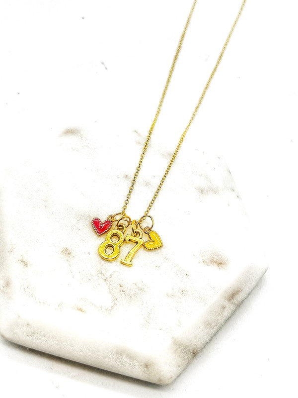 Gold 87 Kelce Kansas City Charm Necklace Chiefs