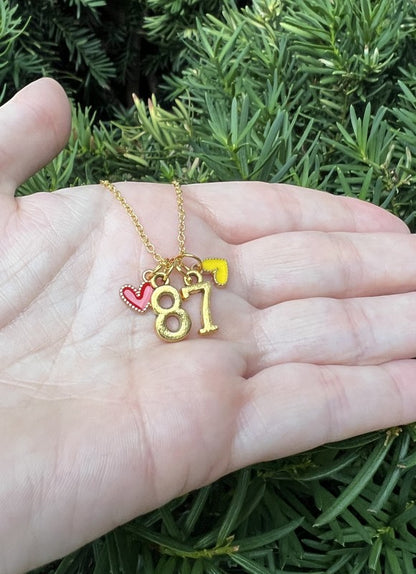 Gold 87 Kelce Kansas City Charm Necklace Chiefs