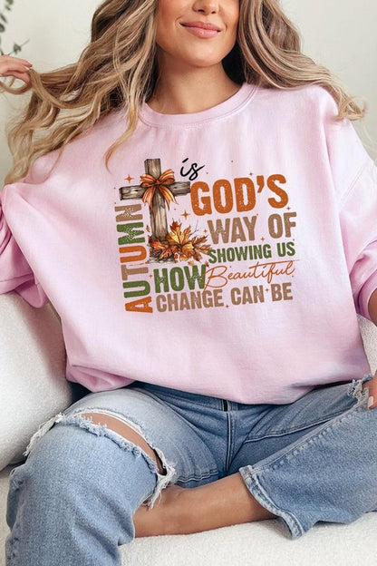 Autumn Is God's Way Graphic Fleece Sweatshirts