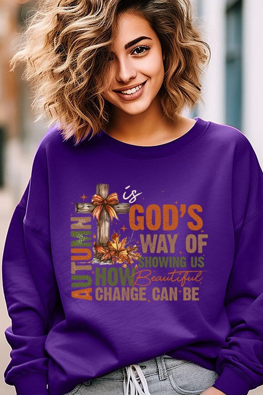 Autumn Is God's Way Graphic Fleece Sweatshirts