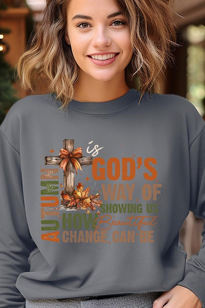 Autumn Is God's Way Graphic Fleece Sweatshirts