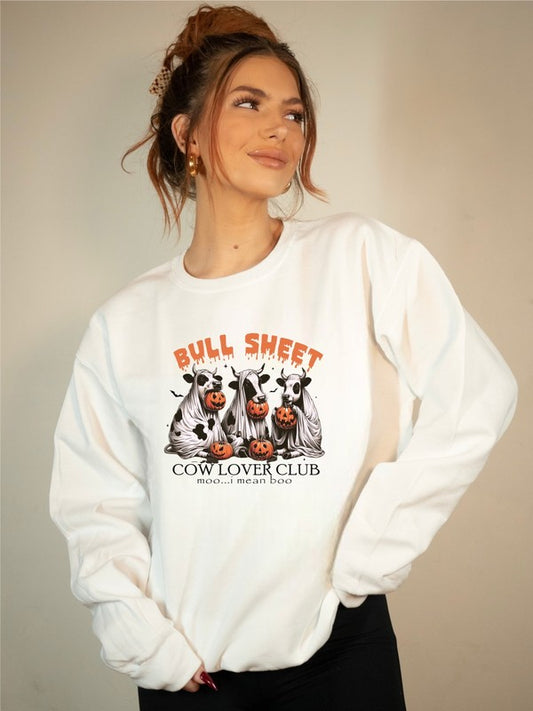 Bull Sheet Cow Lover Graphic Crewneck Sweatshirt