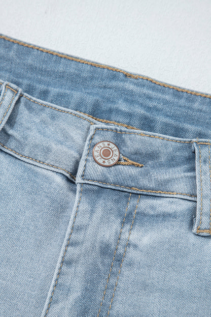 Beau Blue Mid Rise Ankle-Length Distressed Skinny Jeans