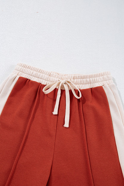 Pantalon ample taille haute avec cordon de serrage, color-block Flamingo