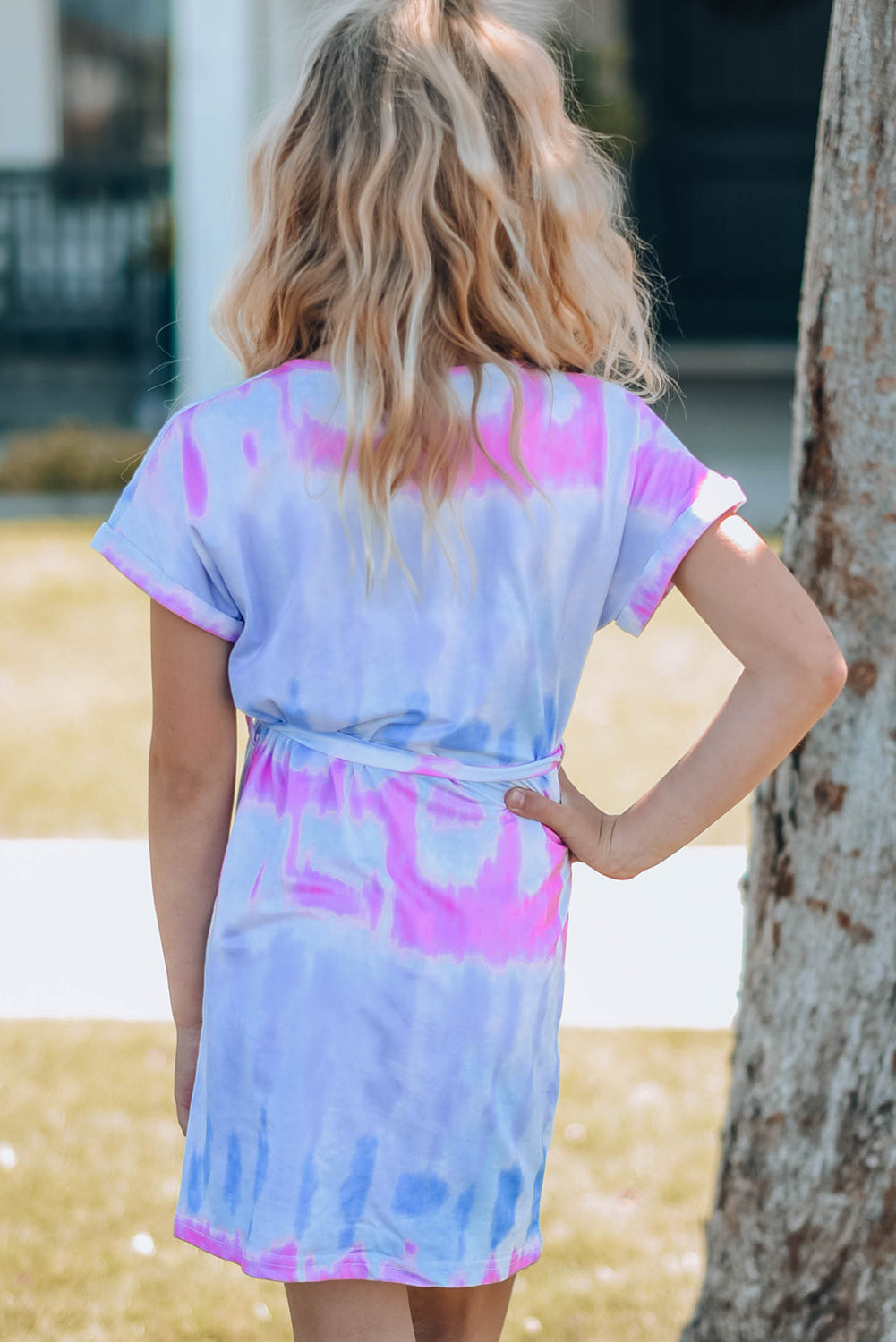 Tie-Dye Belted T-Shirt Dress Girls