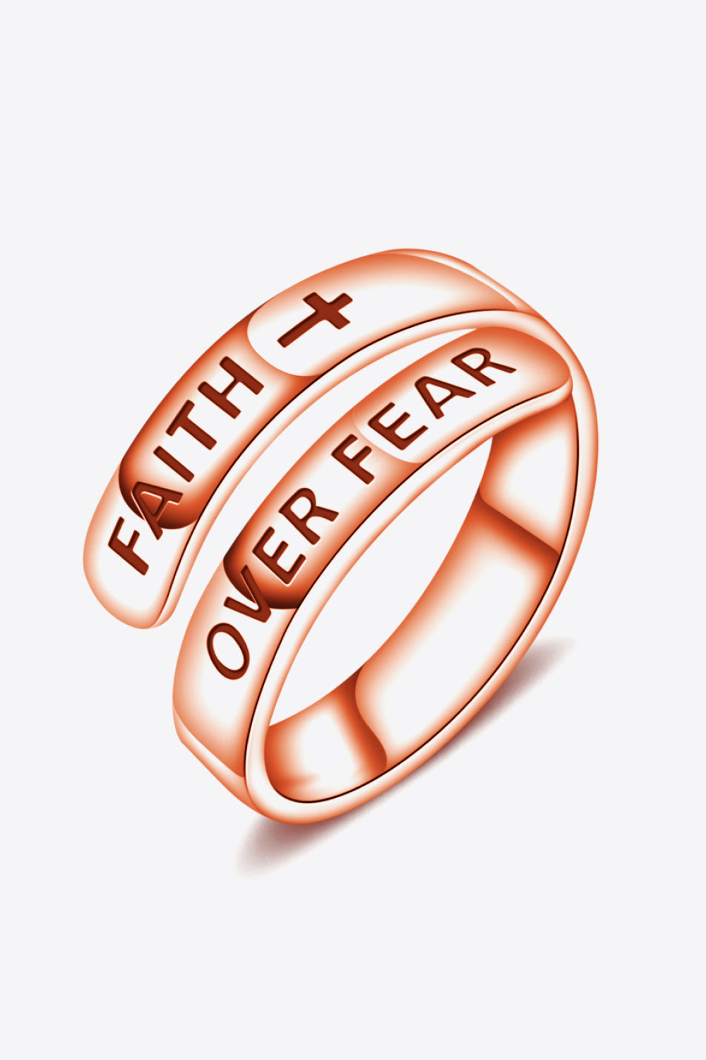 FAITH OVER FEAR Bypass Ring 925 Sterling Silver