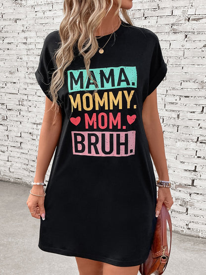 Letter Graphic Mama Short Sleeve Mini Tee Dress