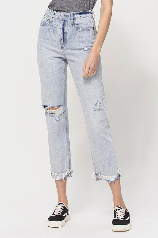 Super High Relaxed Cuffed Straight Jeans