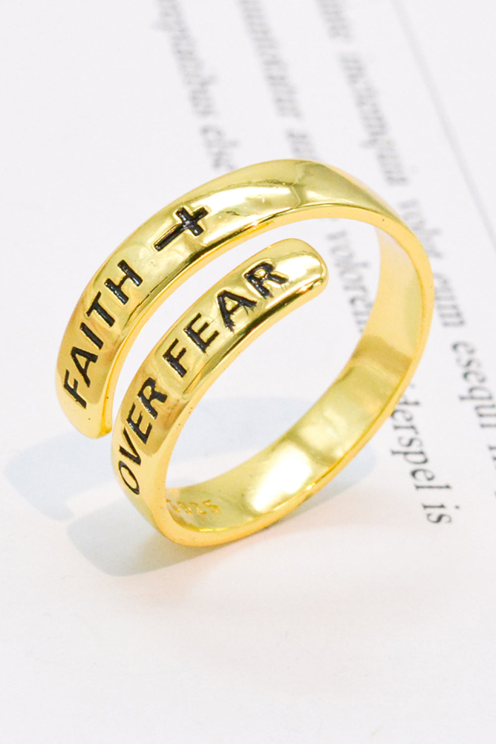 FAITH OVER FEAR Bypass Ring 925 Sterling Silver