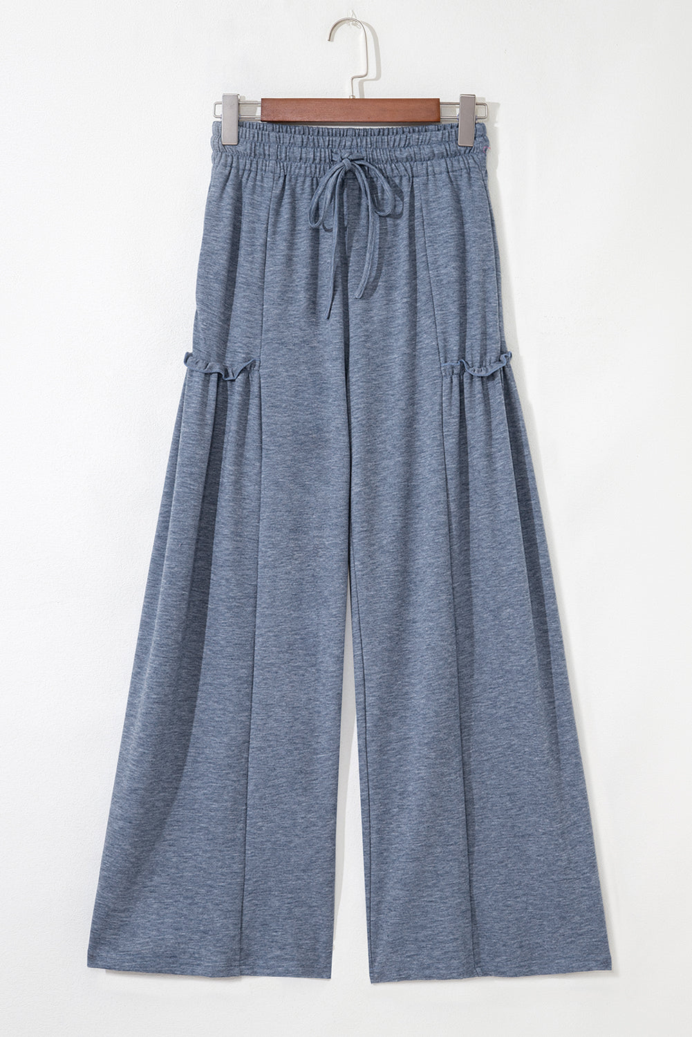Pantalon ample à taille élastique avec cordon de serrage et détails froncés