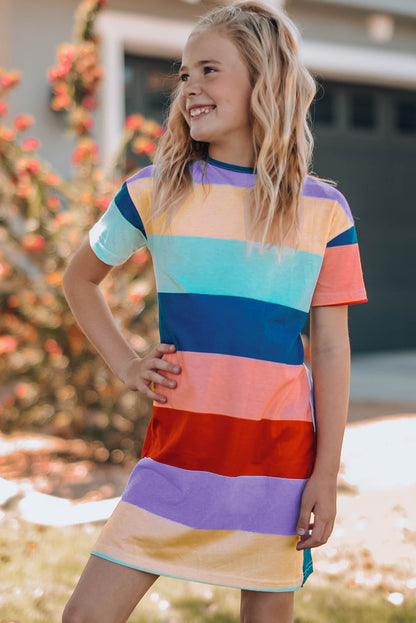 Color Block Side Slit Mini Dress Girls