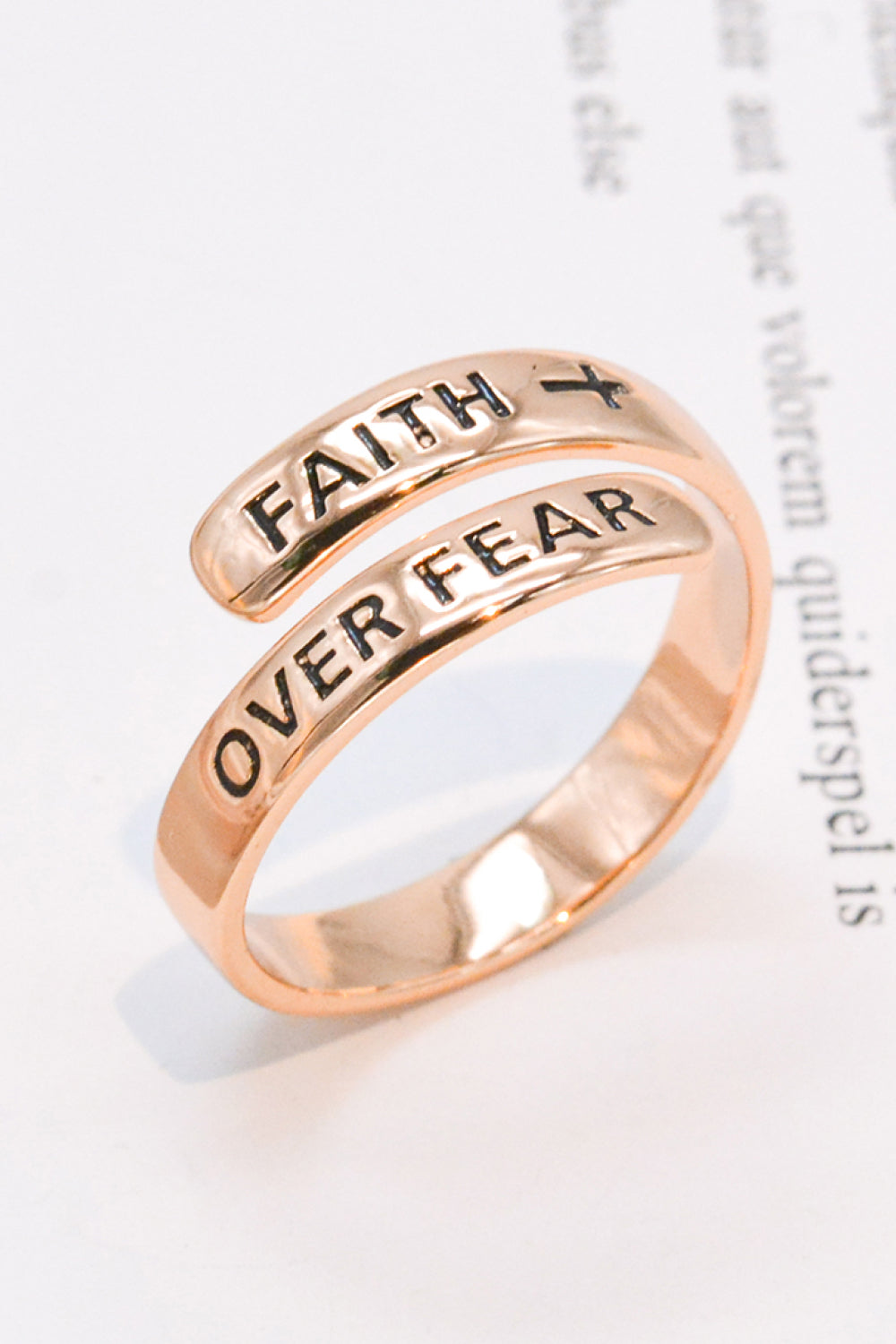 FAITH OVER FEAR Bypass Ring 925 Sterling Silver