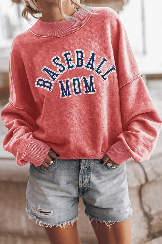 BASEBALL MOM Graphic Drop Shoulder Sweatshirt