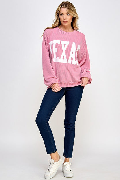 TEXAS PRINT RIB CORD SWEATSHIRT