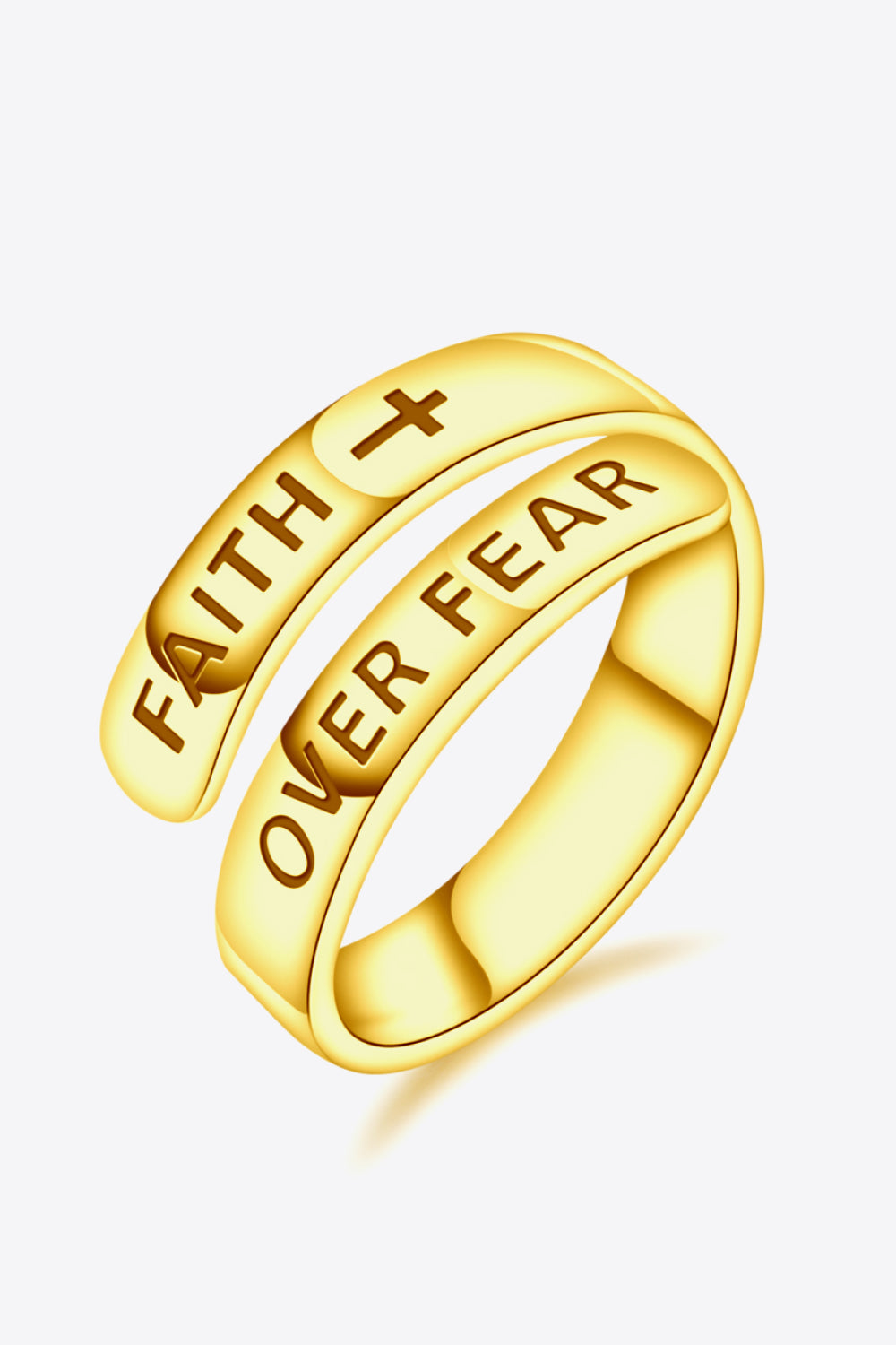 FAITH OVER FEAR Bypass Ring 925 Sterling Silver