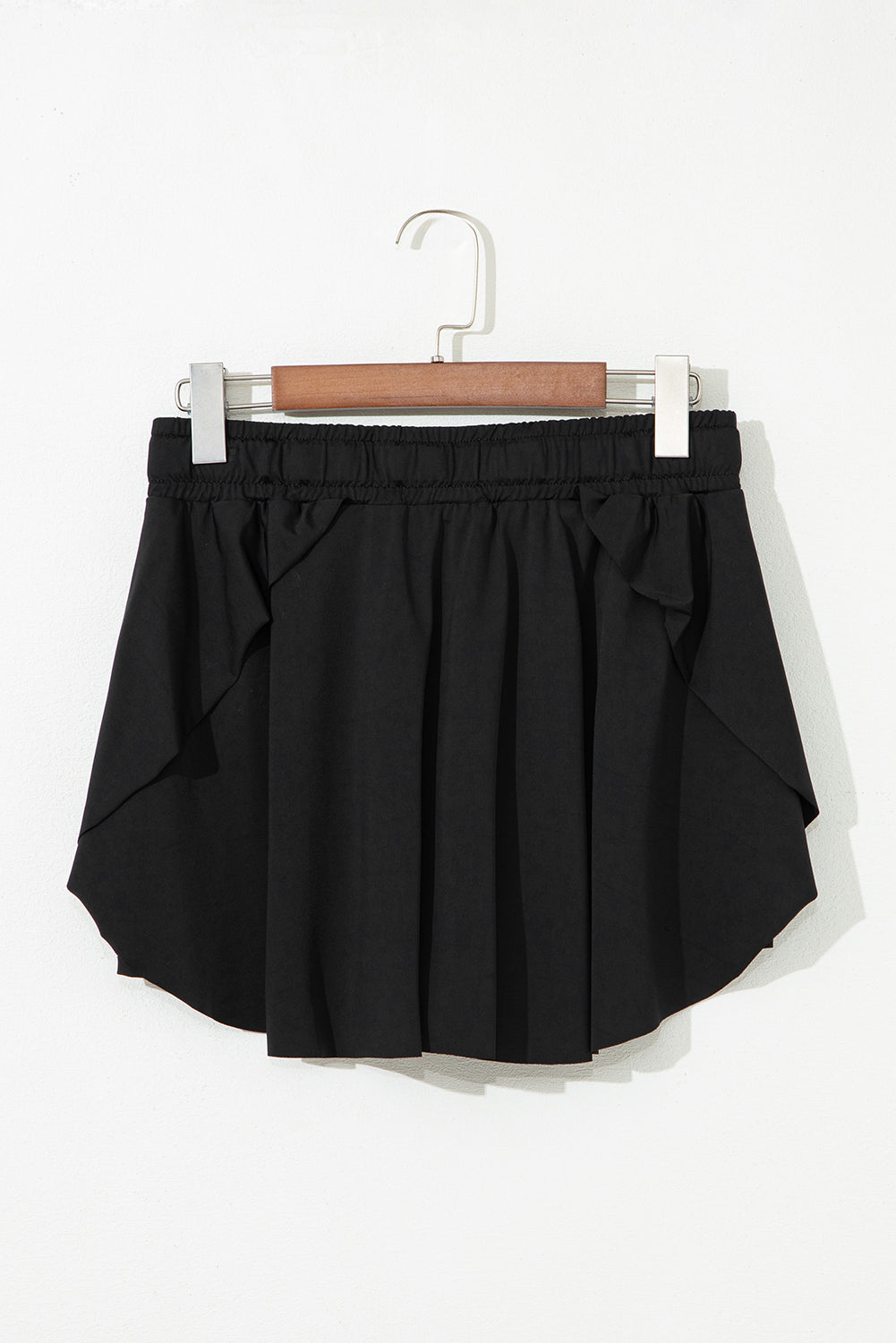 Black Drawstring Elastic Waistband Lined Tennis Skorts