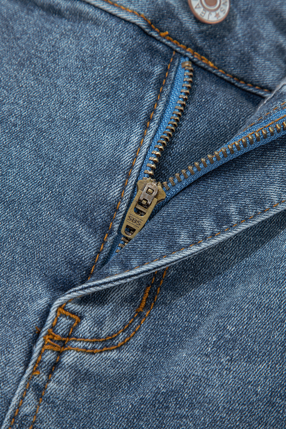 Jean bootcut taille haute bleu crépuscule à 2 boutons et liseré