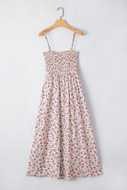 Multicolour Bohemian Ditsy Floral Smocked Fit Flare Sundress