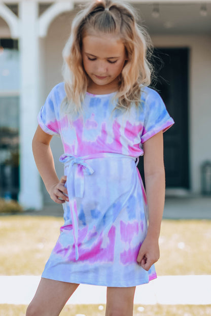 Tie-Dye Belted T-Shirt Dress Girls