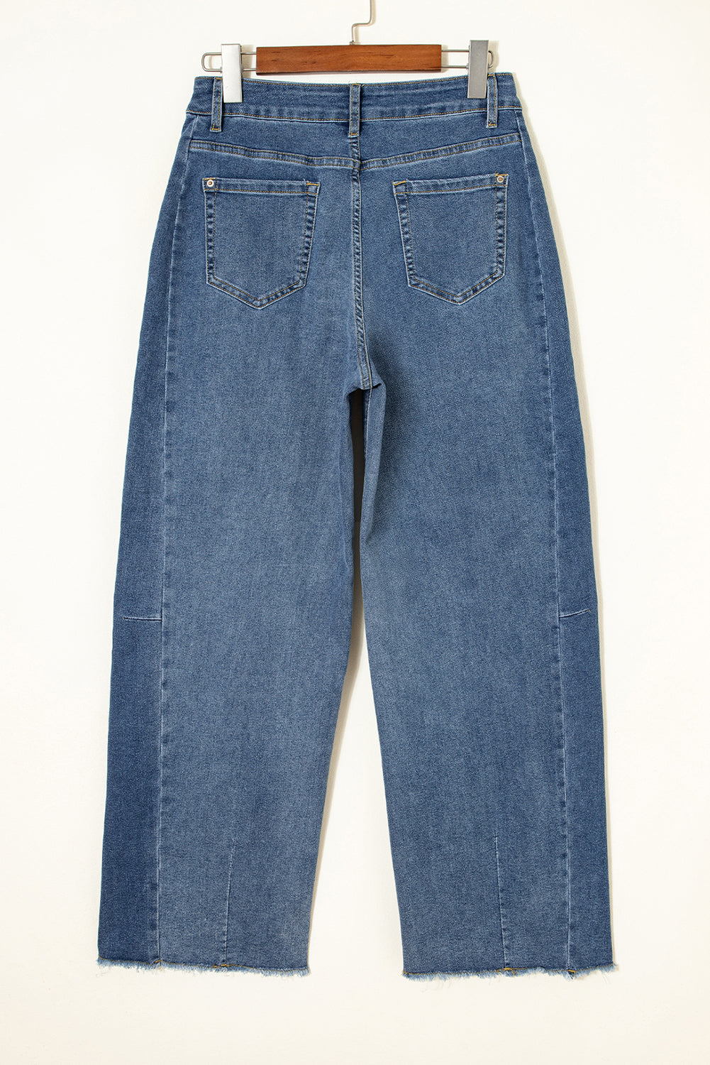 Ashleigh Blue Stitched Raw Hem Wide Leg Loose Jeans