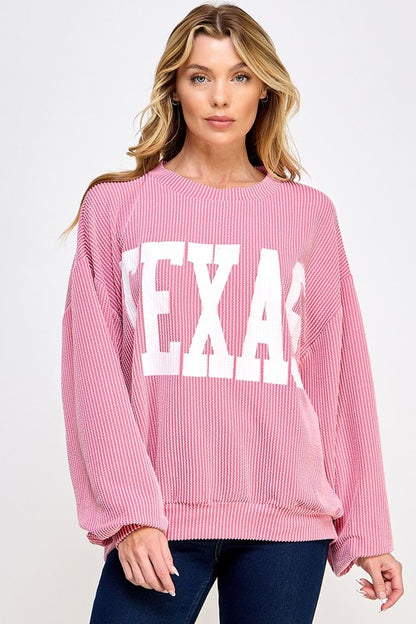 TEXAS PRINT RIB CORD SWEATSHIRT