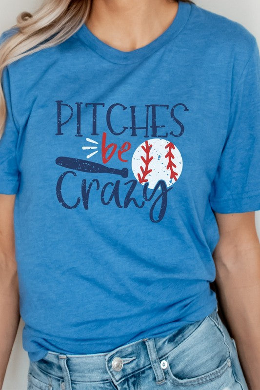 Pitches Be Crazy Baseball Bat Sports Graphic Tee