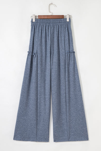 Pantalon ample à taille élastique avec cordon de serrage et détails froncés