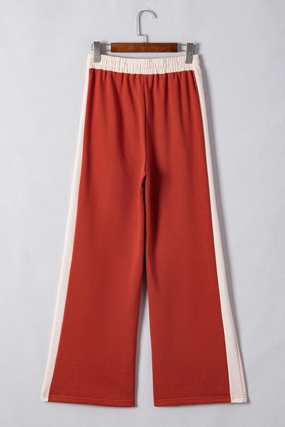 Pantalon ample taille haute avec cordon de serrage, color-block Flamingo