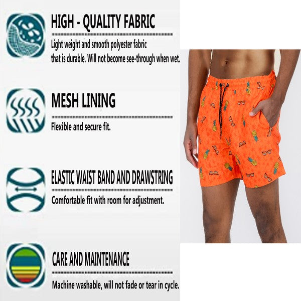 Men's Palm Tree Print Swim Shorts